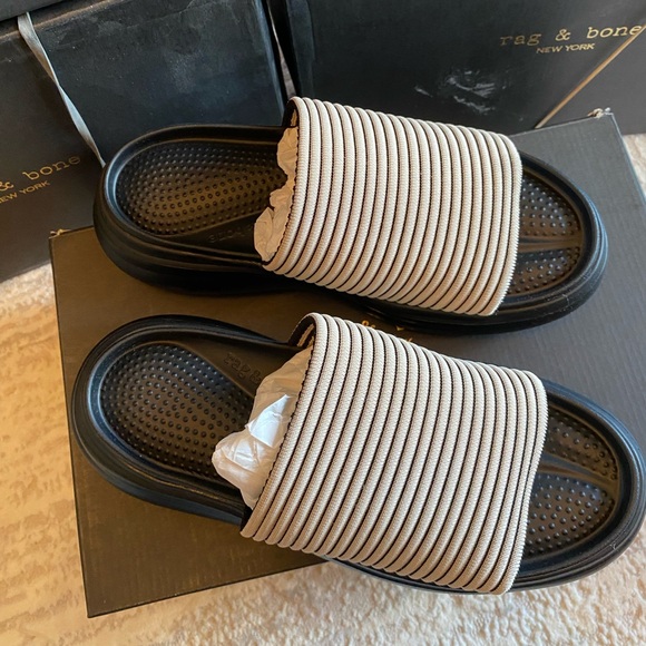 Rag & Bone Black and Beige Slide Sandals main image 4